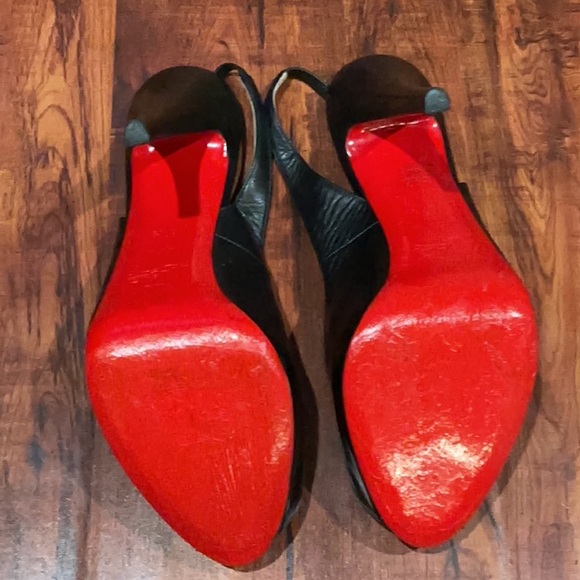 Christian Louboutin Black Patent Leather Peep-Toe Heels - Picture 5 of 15